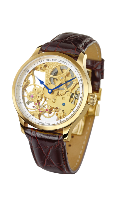 Epoca white skeleton swiss watch