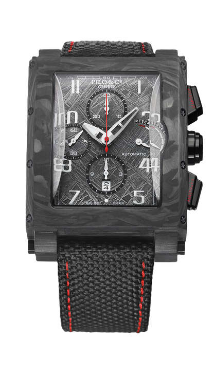 beveled glass carbon fiber meteorite watch