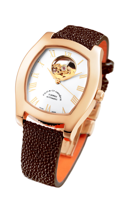 Open Heart Automatic Watch for Women with White Dial 
